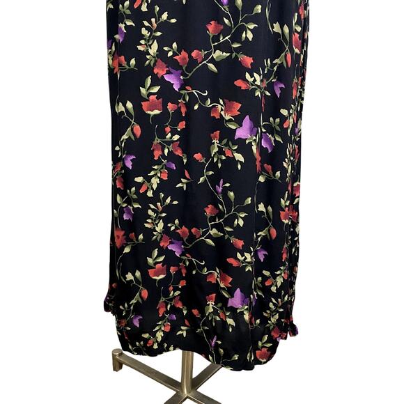 Vintage 90's Uniform Floral Gothic Grunge Whimsygoth Maxi Dress - Picture 9 of 13